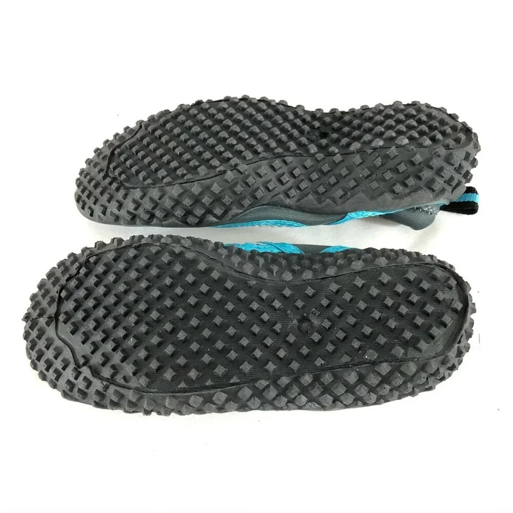 Fresko Boys Water Shoes Slip On Drawstring Mesh Gray Blue Size 13